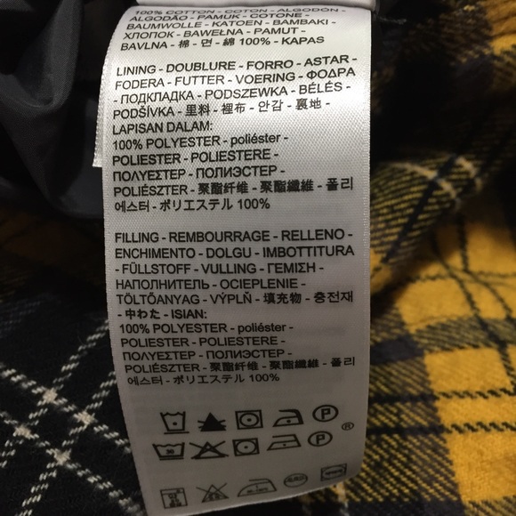 Levi’s Plaid Reversible Jacket Men’s L Yellow Gray Puffer Snap Button Pockets - Picture 11 of 13